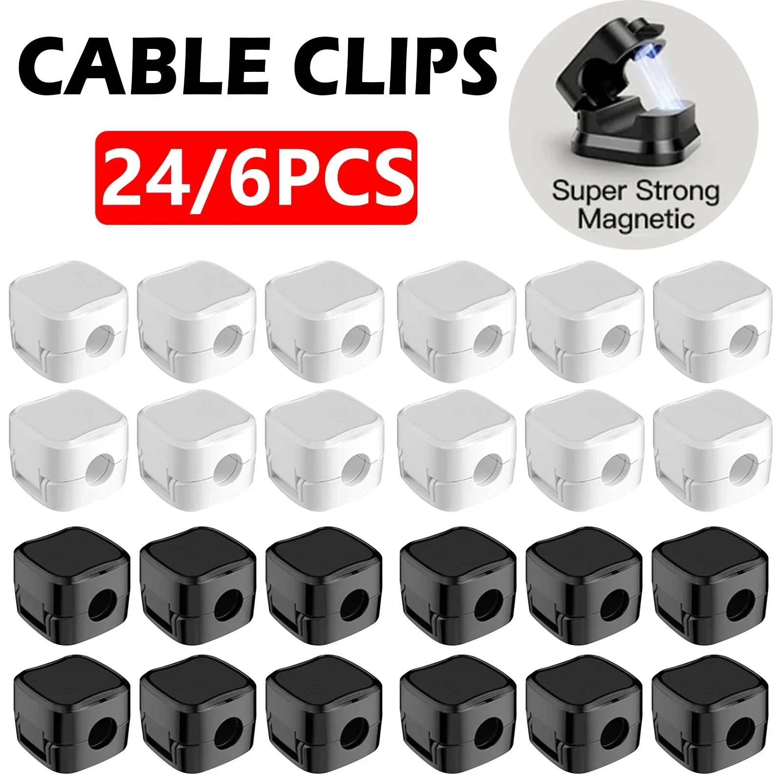 Cable Organizer Magnetic - 6/12/24PCS 마그네틱 케이블 주최자 클립 케이블