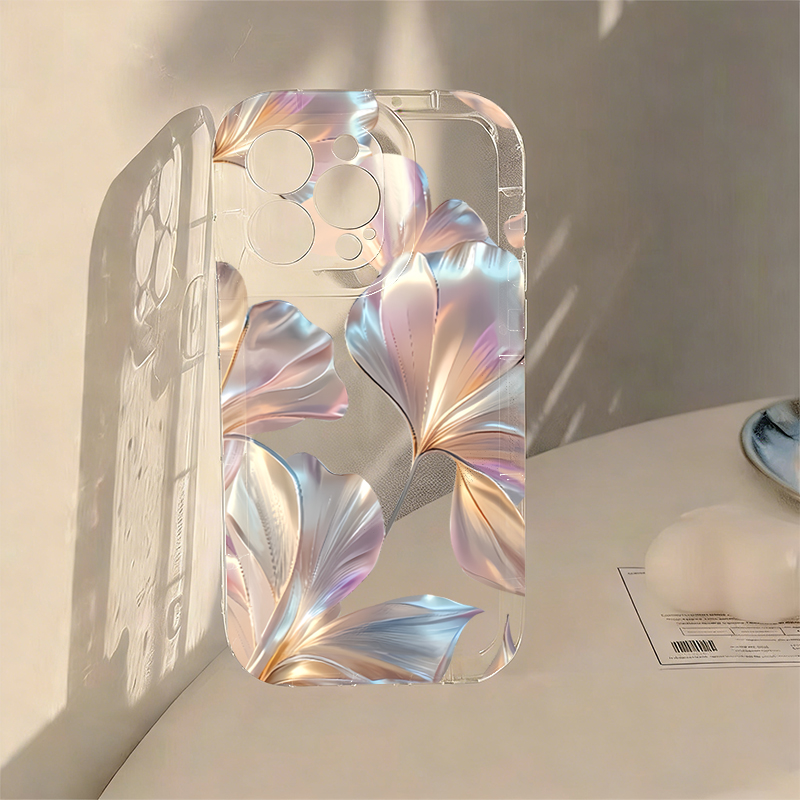 X Phone Accessories - 컬러풀 메탈릭 은행나무 프린트 폰 케이스