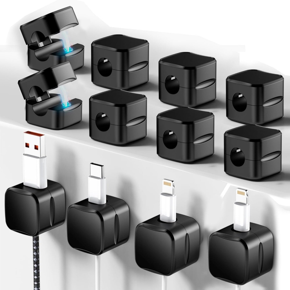 Cable Organizer Magnetic - 자석식 케이블 클립(코드 정리용): 12개입, 책상,