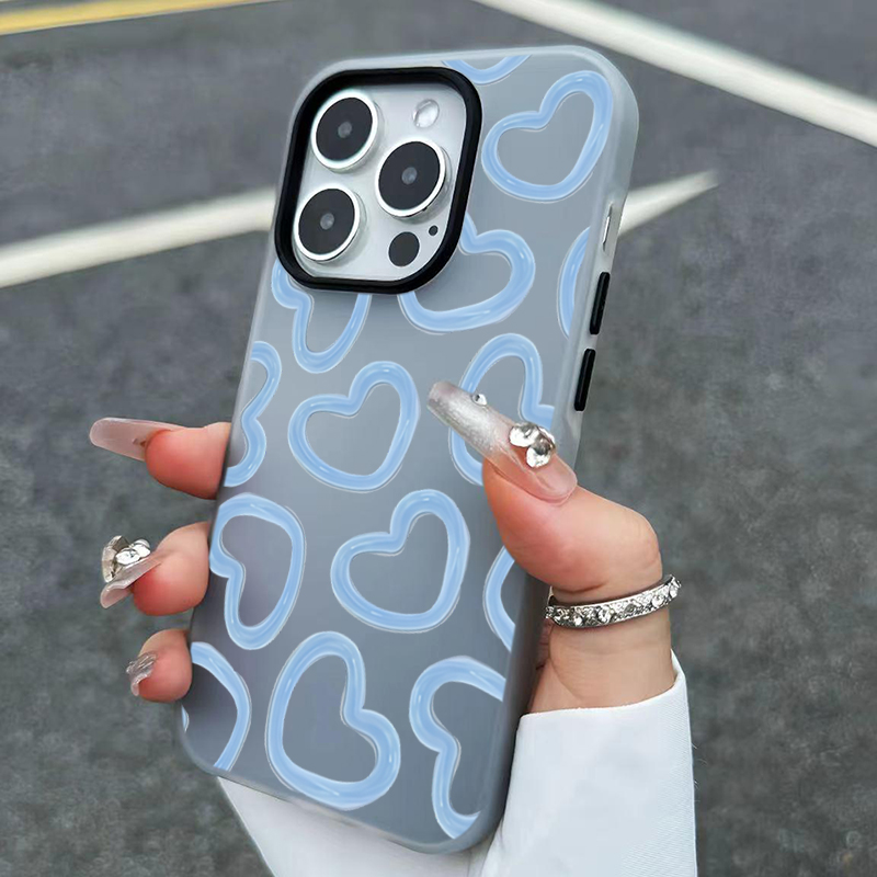X Phone Accessories - 귀여운 유화 하트 패턴 아이폰 17