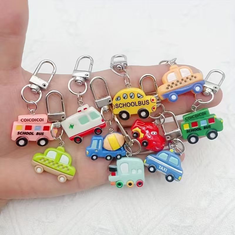 Phone Accessories Keychain - 10개입 레진 만화 자동차 열쇠고리, 수하물