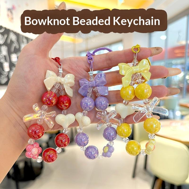 새로운 캔디 컬러 하트 리본 비즈 폰 체인 1개 귀여운 - Phone Accessories For Teen Girls 리뷰 및 가격