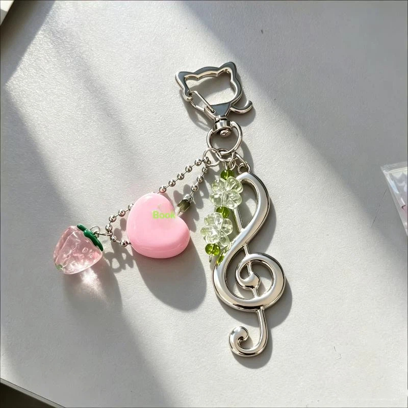 귀여운 딸기 별 키체인 폰 끈 카와이 핑크 실버 음표  - Phone Accessories For Teen Girls 리뷰 및 가격