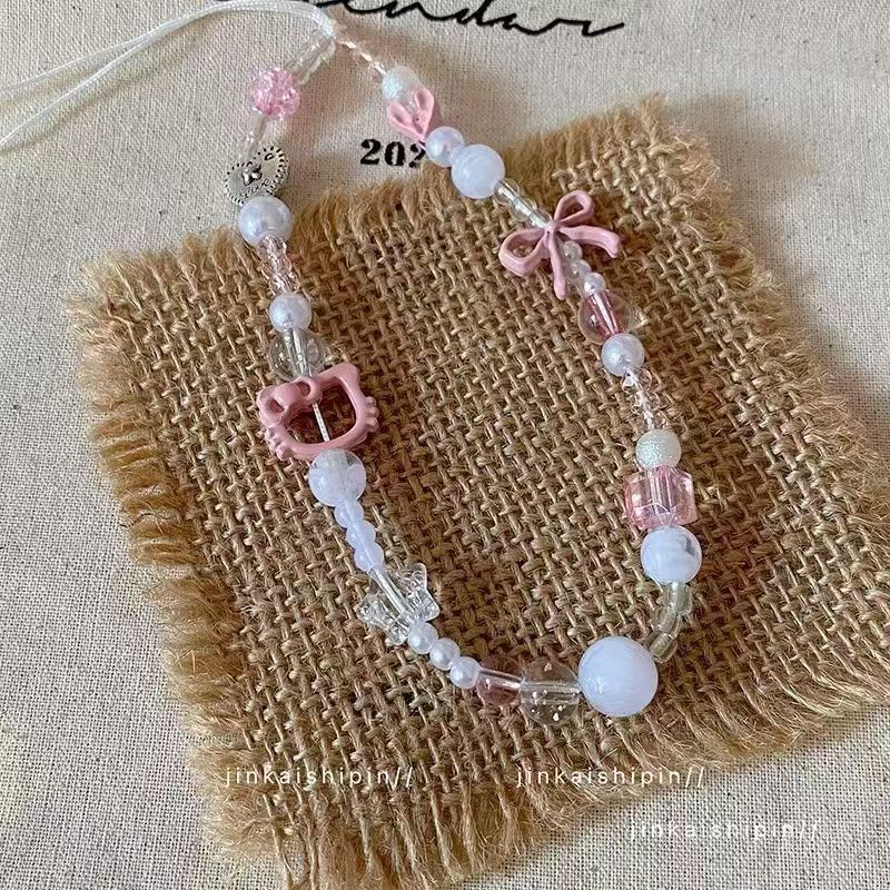 렌디 Y2K 핑크 리본 키티 비즈 폰 스트랩, 투명 멀 - Phone Accessories For Teen Girls 리뷰 및 가격