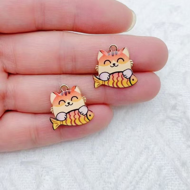 10pcs 국경 간 판매 만화 귀여운 합금 고양이 물고 - Phone Accessories Are 리뷰 및 가격