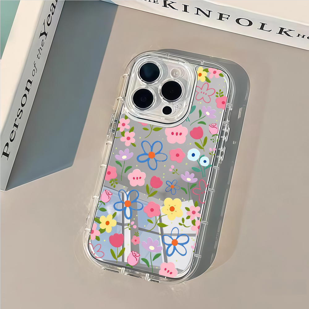한국 스타일 꽃무늬 실버 미러 폰 케이스 아이폰 17  - X Phone Accessories 리뷰 및 가격
